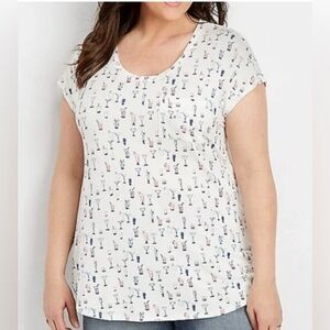 Maurices Women's White Cocktail Print Top
